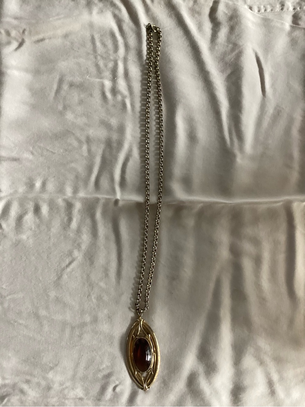 Gold-Tone Pendant Necklace with Amber Stone - Women Jewelry